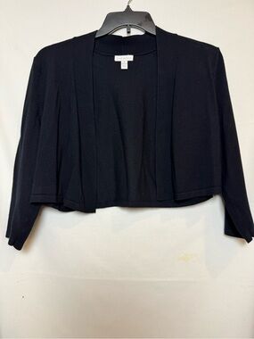 Charter Club Black Cropped Open-Front Cardigan